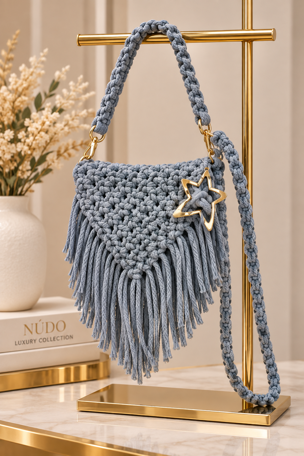 Macrame crossbody Sky blue