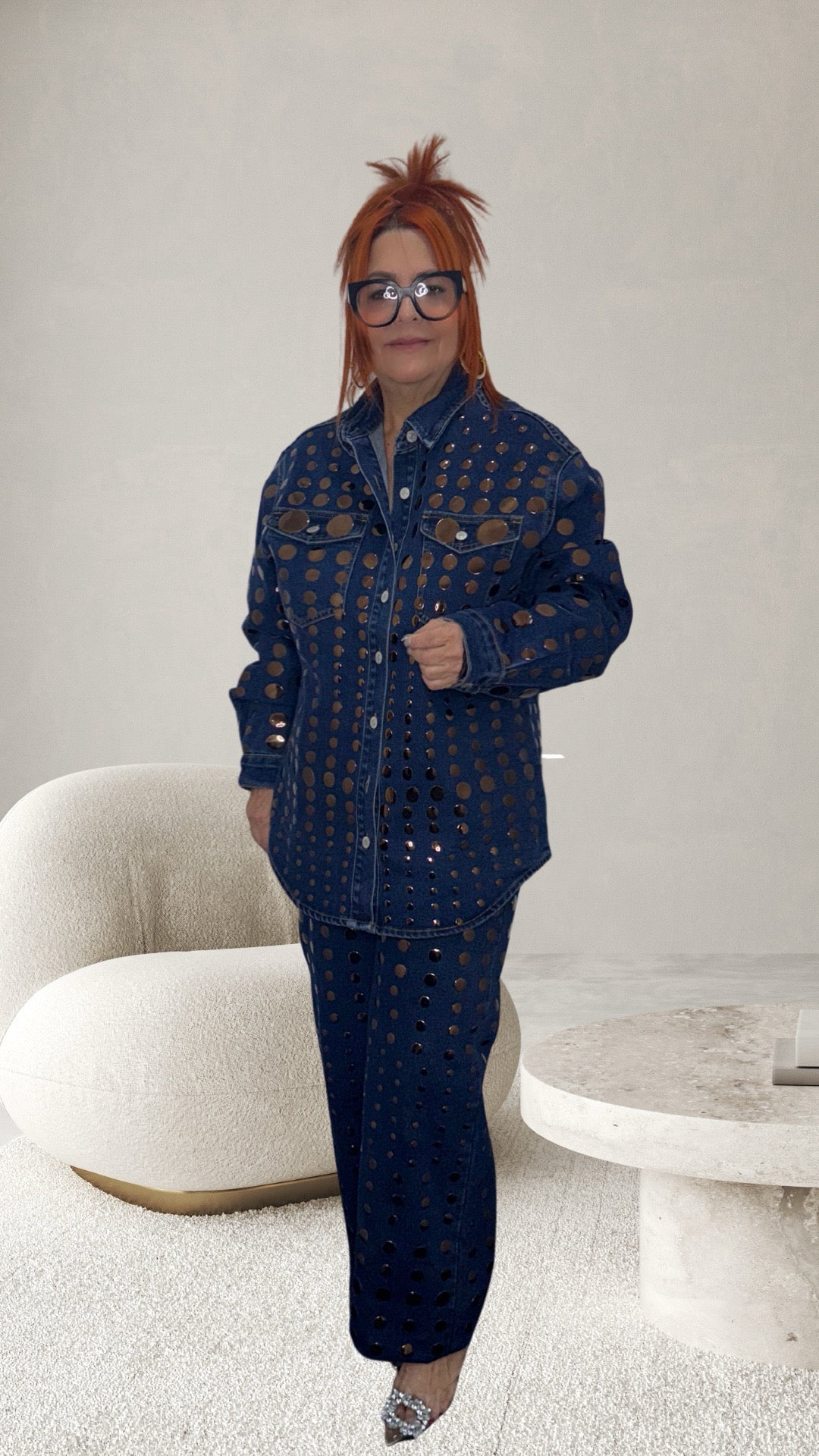 Rose Gold Glam Denim Set