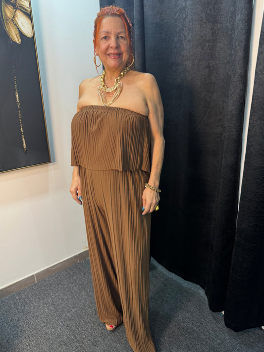 Jumpsuit Elegance Chocolate Off Shoulder