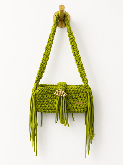 Cartera Artesanal en Macramé/NÚDO Chartreuse/ hecha a mano en Puerto Rico