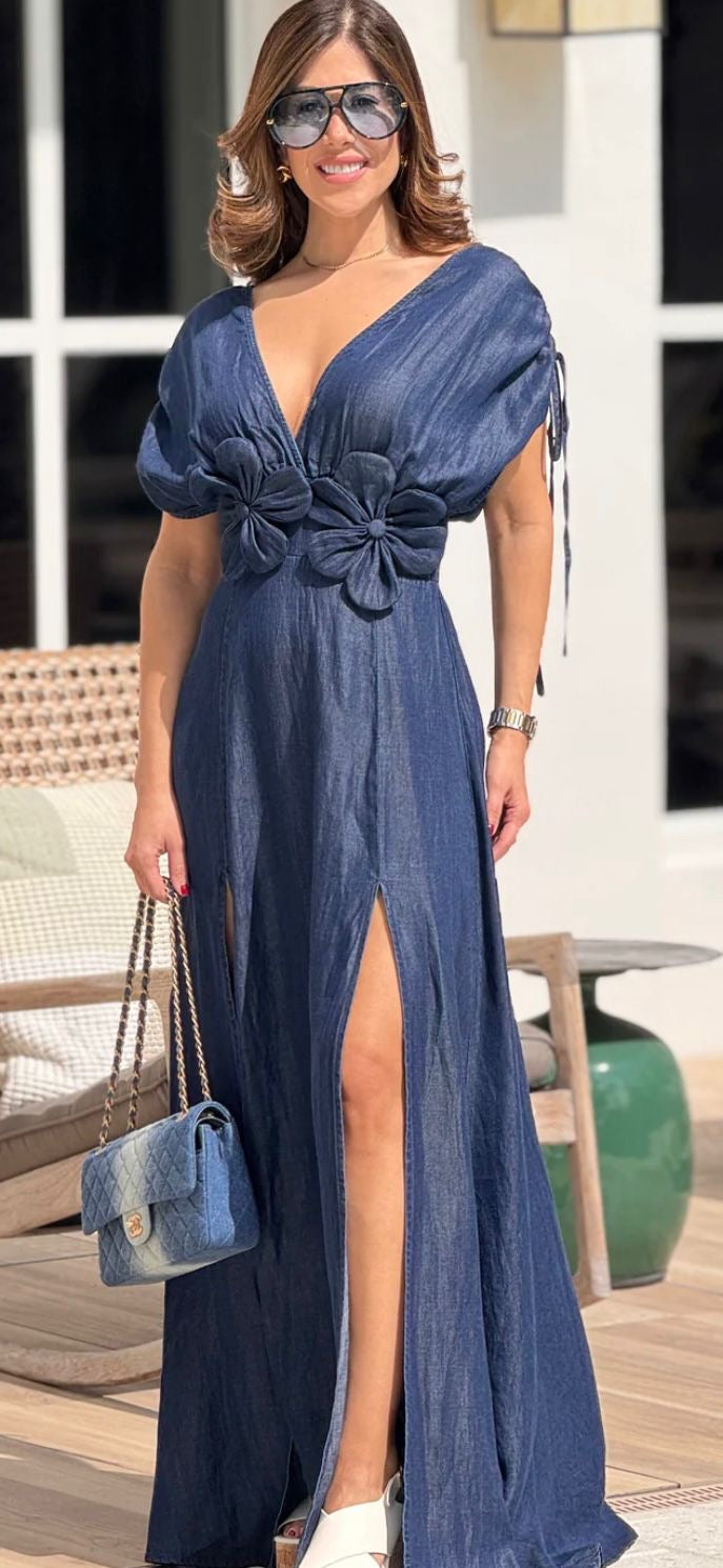 Maxi Dress Denim Romance Floral
