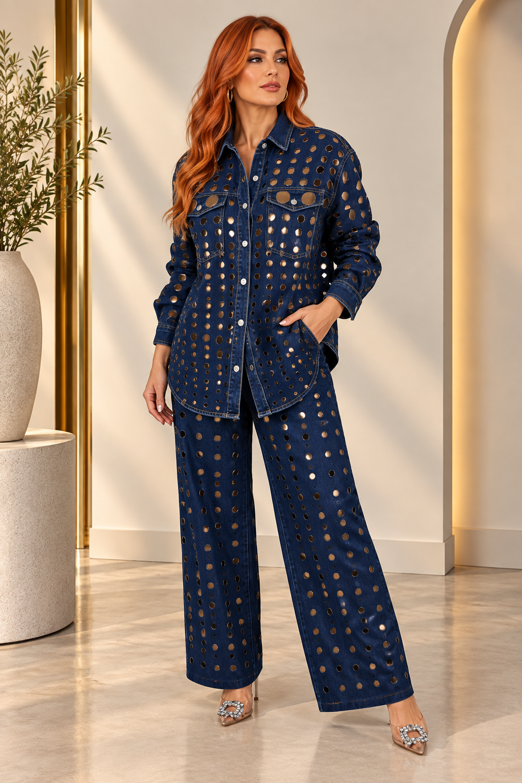 Rose Gold Glam Denim Set