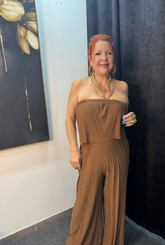 Jumpsuit Elegance Chocolate Off Shoulder