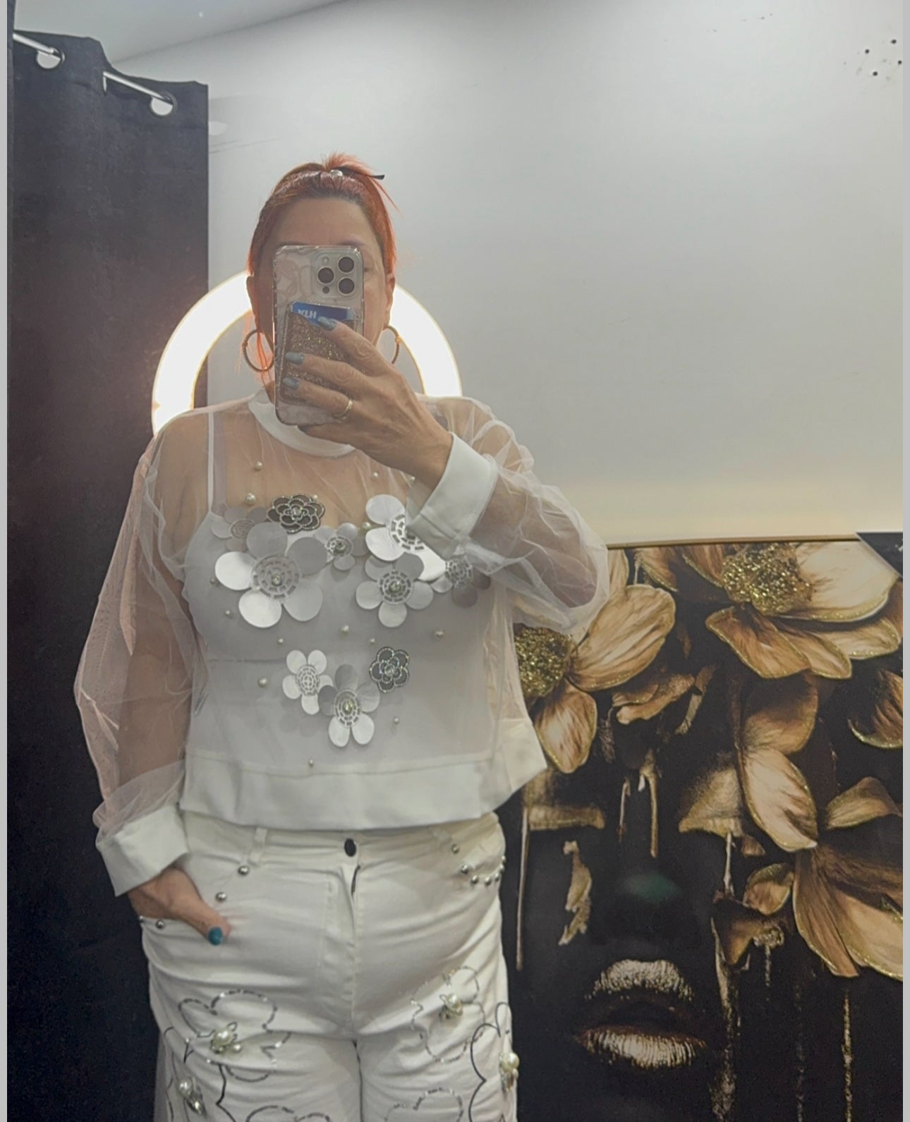 See Through Floral Blouse