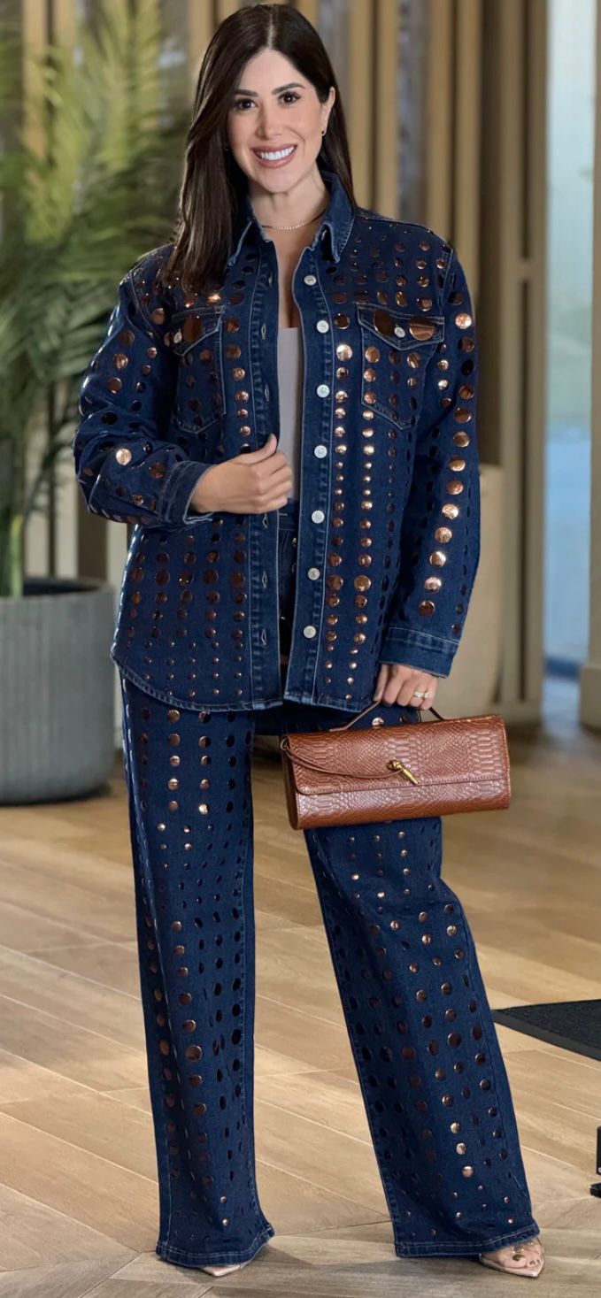 Rose Gold Glam Denim Set