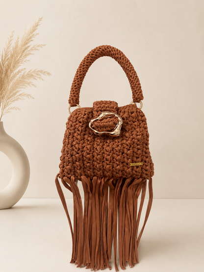 NÚDO Fringe Luxe | Cartera Artesanal de Trapillo con Flecos