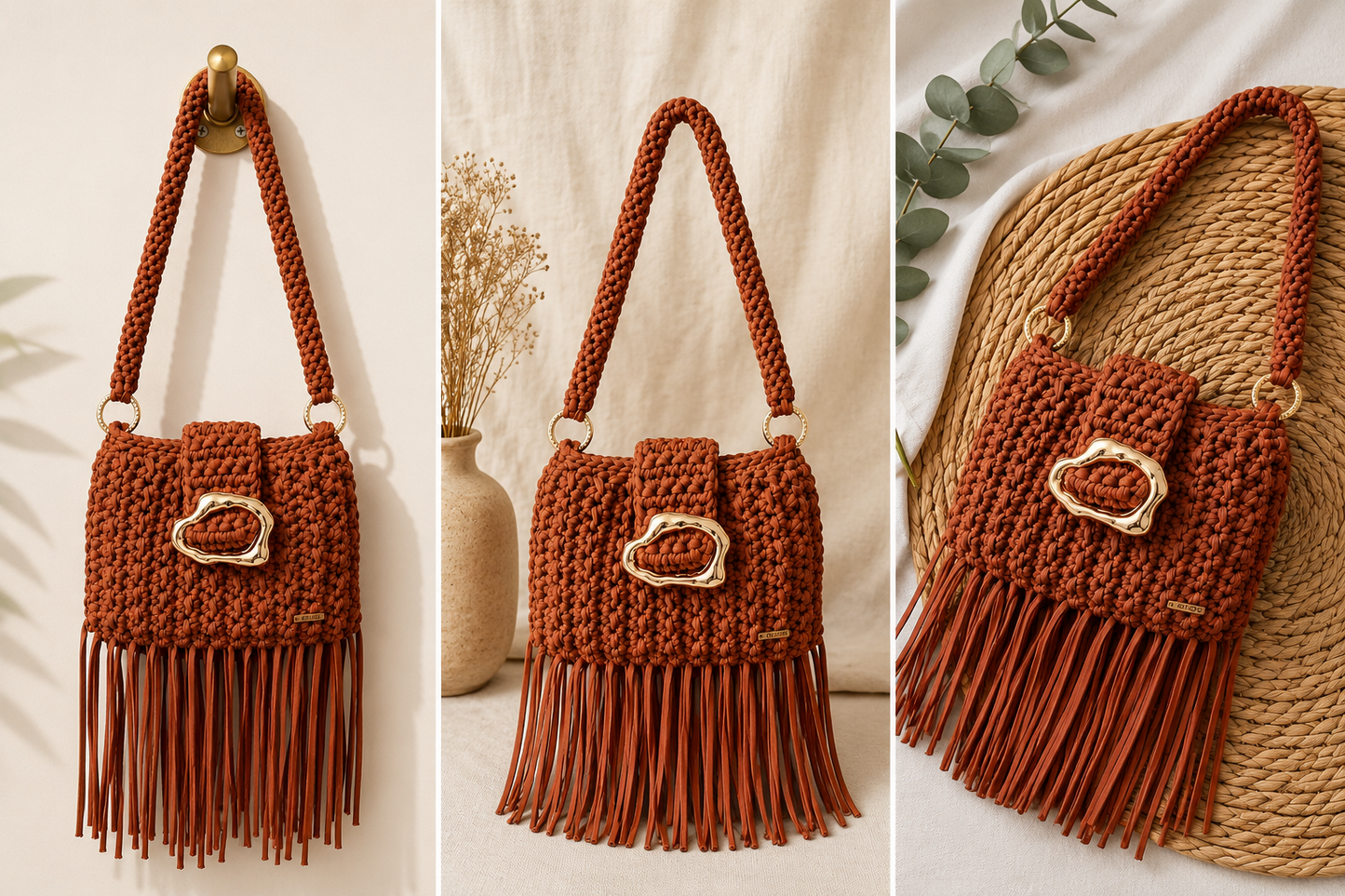 NÚDO Fringe Luxe | Cartera Artesanal de Trapillo con Flecos