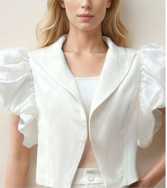 White Sleeve ballon Cover up