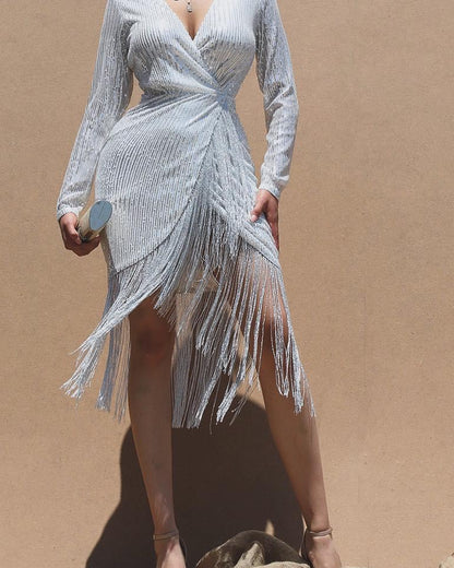 Sequin and fringes dress