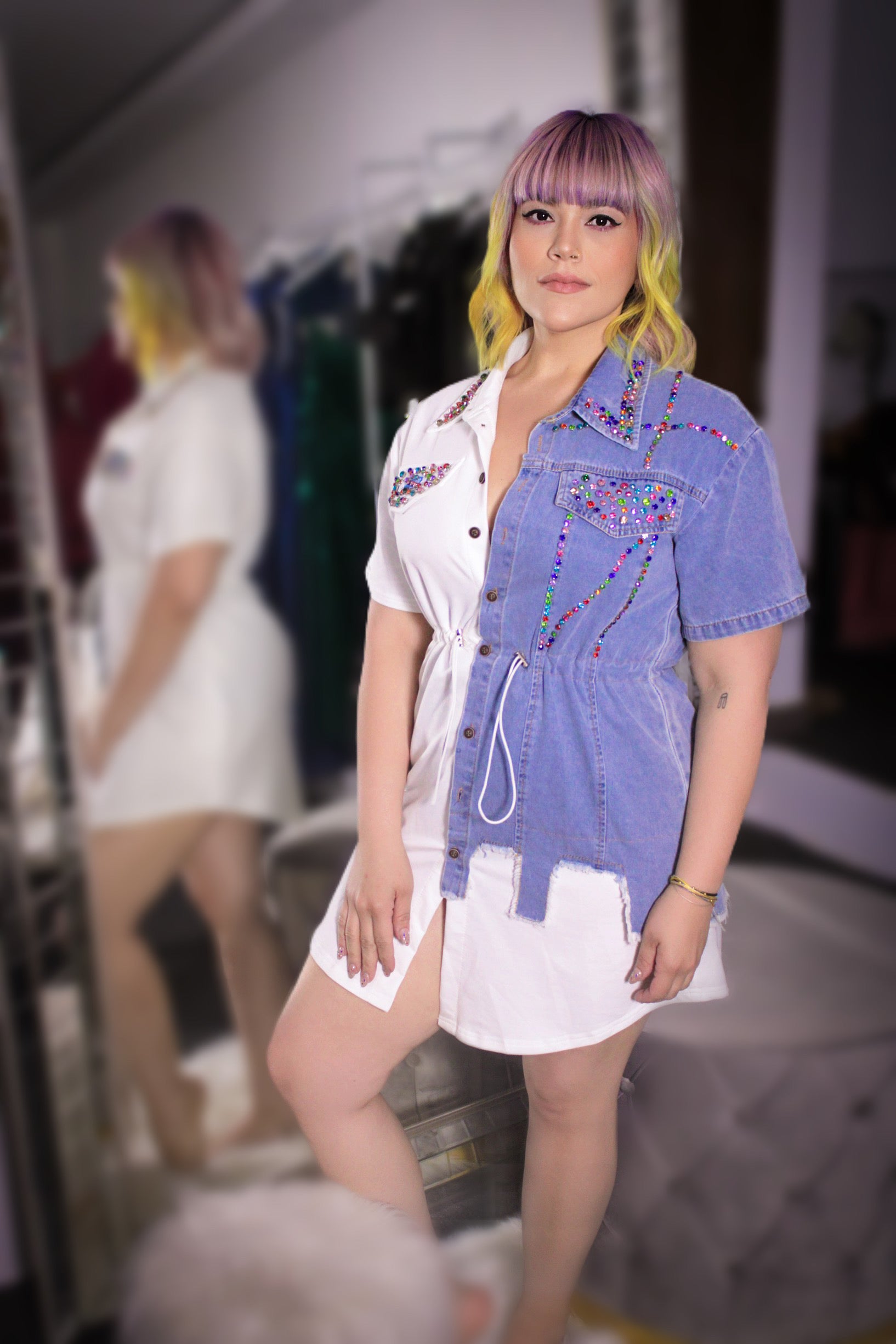 Denim Stone short dress