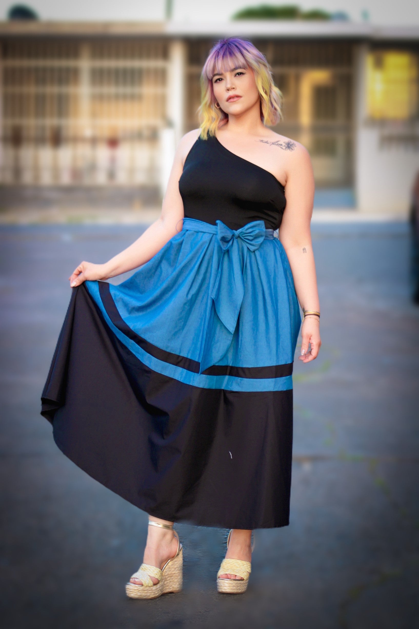 One shoulder long dress