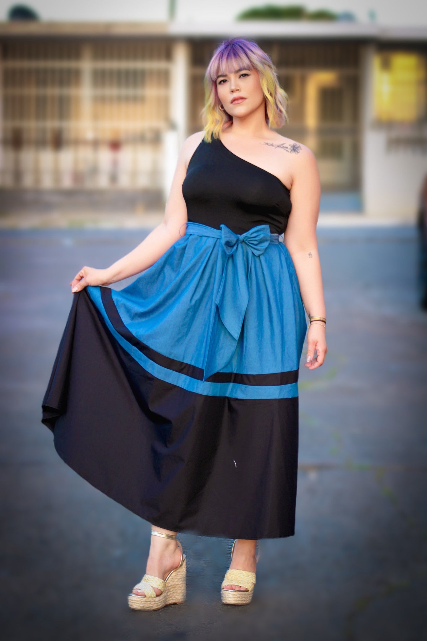 One shoulder long dress